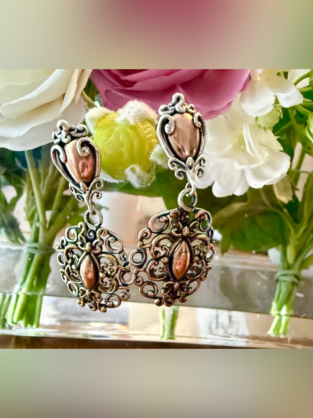 Carolyn Pollack sterling silver, brass and bronze earrings